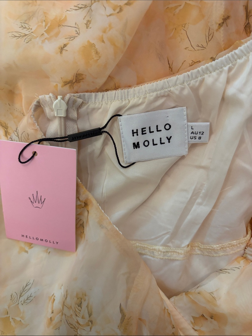 NWT HELLO MOLLY SUN SHINING THROUGH MAXI FLORAL DRESS YELLOW | SIZE L - Picture 9 of 9